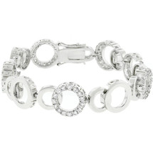 Circle 7 Inch Rhodium Plated Bracelet