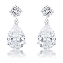 Pear-Shaped Cubic Zirconia Drop Earrings