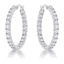 Rhodium Plated Eternity Hoop Earrings