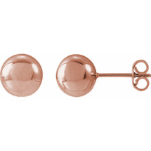 Rose Gold High Polish 6mm Ball Style Earrings