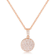 Rose Gold Plated Cubic Zirconia Disk Pendant