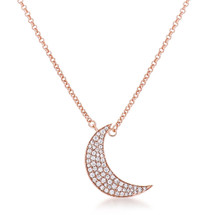 Rose Gold Plated Cubic Zirconia Moon Pendant 