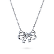 Bow Ribbon Cubic Zirconia Necklace