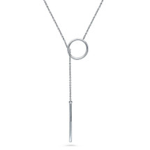 Sterling Silver Open Circle Bar Lariat Necklace