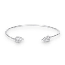 Leaf Cubic Zirconia Accent Cuff Bracelet