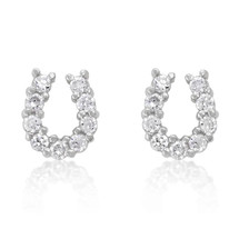 Sterling Silver Cubic Zirconia Horseshoe Stud Earrings