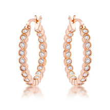 Rose Gold Plated Bezel Set Eternity Hoop Earrings