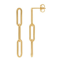 Yellow Gold Filled Three Link Paperclip Drop Post Earrings