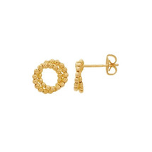 Yellow Gold-Filled Beaded Circle Post Earrings