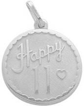 Sterling Silver Happy #11 Age Expression Pendant