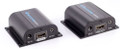 Front pane view of HDMI extender transmitter and receiver units - HDMi ports