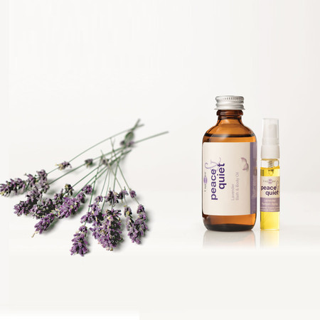 Lavender Peace & Quiet Bath & Body Oil can be used in or after bath, applied directly on skin, hair & face, for use in massage and used for refilling your refresher spray for the T Spheres set.
