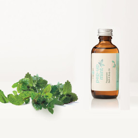 Peppermint Pep-Up-Mint Bath & Body Oil can be used in or after bath, applied directly on skin, hair & face, for use in massage and used for refilling your refresher spray for the T Spheres set.