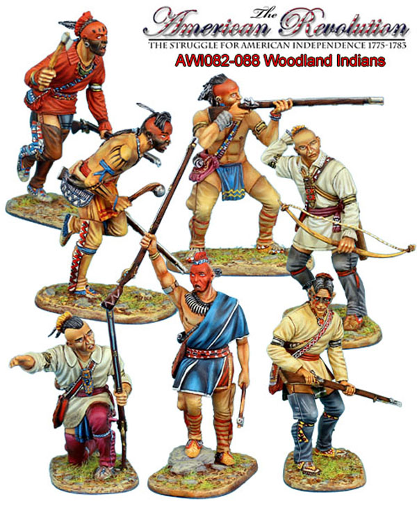AWI084 Woodland Indian Charging with Tomahawk and Musket by First Legion 