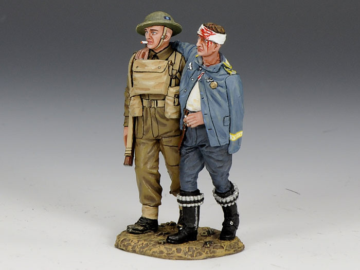 Figurine King & Country FW166 Wounded Prisoner & Escort, Plomb Peint, échelle 54mm