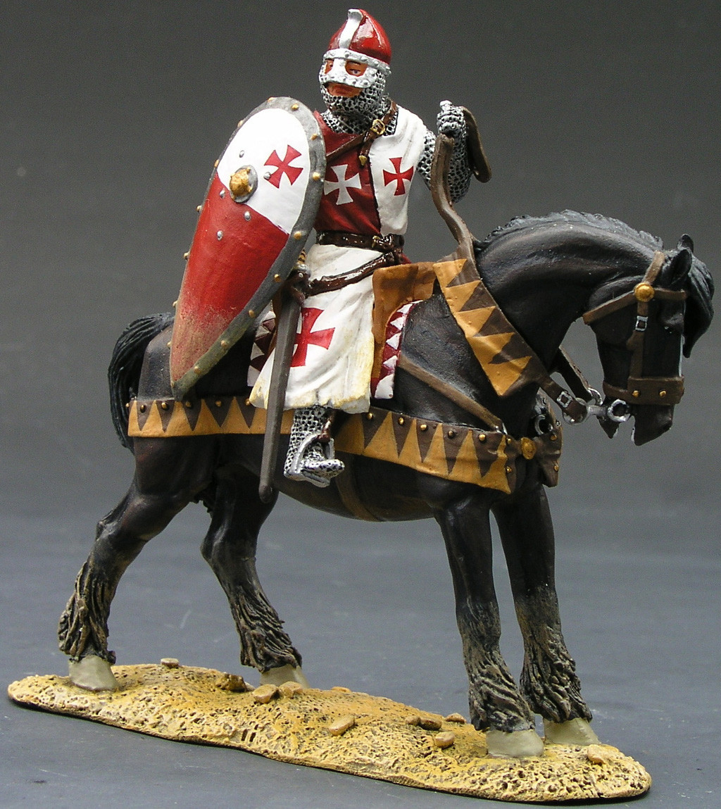 54mm Metal Mounted Heraldic Knight Medieval Knight Collectible Figure w/ Shield 
