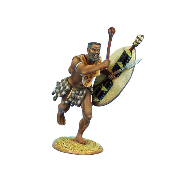 ZUL025 iNgobamakhosi Zulu Warrior Charging with Spear & Shield by First Legion