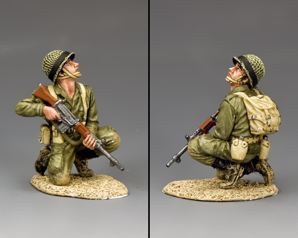 Figurine King & Country TF010 – Parachutiste à Genoux En Action – Magnifique Pièce En Plomb Peint – Collection