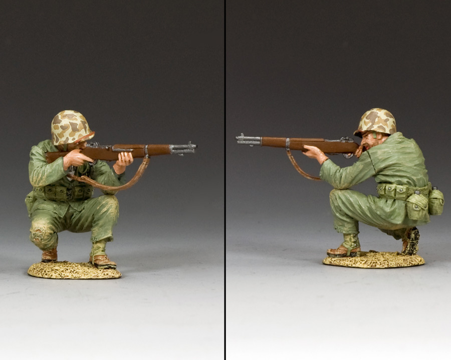 Figurines King & Country D-Day : 2 Marines Au Combat - Réfs DD02 Et 020 (état BV5)