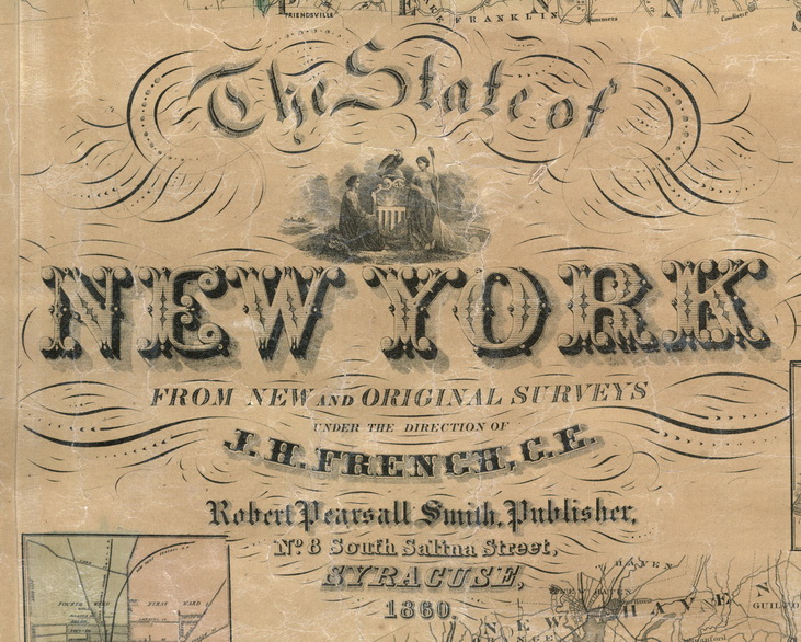 Huge 1860 New York State Map - Now On CDROM - OLD MAPS