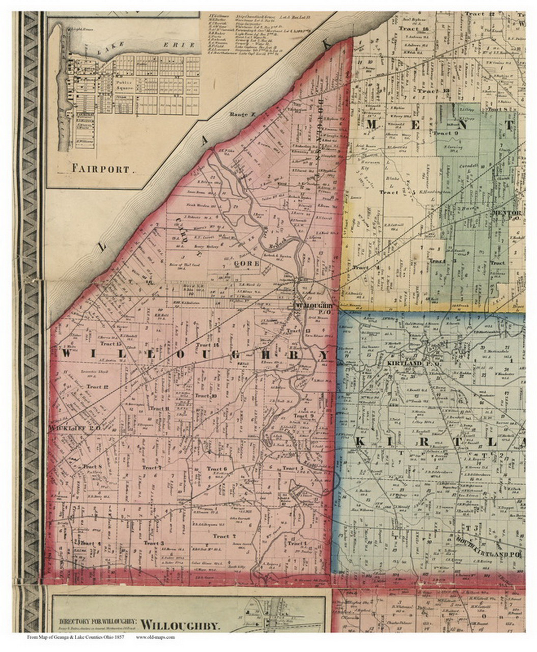 Willoughby Ohio 1857 Old Town Map Custom Print Lake Co OLD MAPS Willoughby 1857 Web 