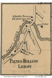 Paines Hollow - Leroy, Ohio 1857 Old Town Map Custom Print - Lake Co.