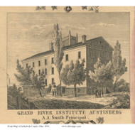 Grand River Institute - Ashtabula Co., Ohio 1856 Old Town Map Custom Print - Ashtabula Co.