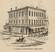 New Campbell Building - Butler Co., Ohio 1855 Old Town Map Custom Print - Butler Co.