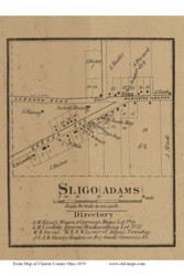 Sligo - Adams, Ohio 1859 Old Town Map Custom Print - Clinton Co.