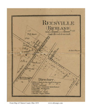 Reesville - Richland, Ohio 1859 Old Town Map Custom Print - Clinton Co.