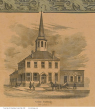 County Buildings - New Lisbon, Ohio 1860 Old Town Map Custom Print - Columbiana Co.