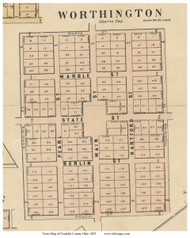 Worthington - Sharon, Ohio 1895 Old Town Map Custom Print - Franklin Co.