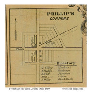 Phillips Corners - Royalton, Ohio 1850 Old Town Map Custom Print - Fulton Co.