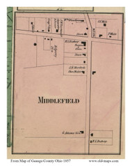 Middlefield Village - Middlefield, Ohio 1857 Old Town Map Custom Print - Geauga Co.