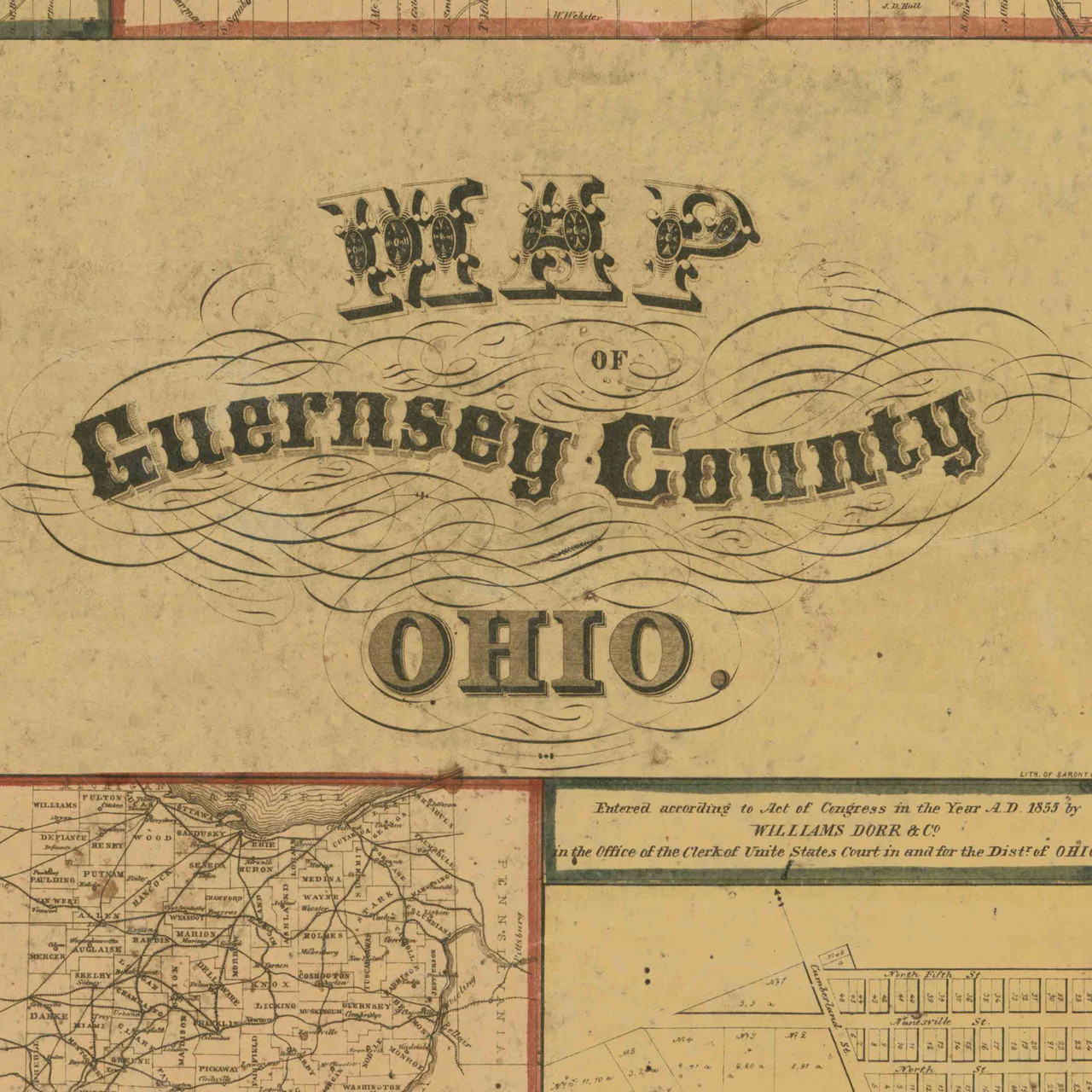 Romeo Village, Bruce & Washington, Michigan 1859 Old Town Map Custom Print  - Macomb Co. - OLD MAPS