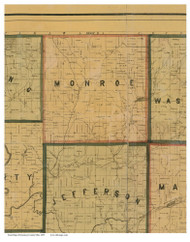 Monroe, Ohio 1855 Old Town Map Custom Print - Guernsey Co.