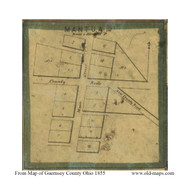 Mantua - Knox, Ohio 1855 Old Town Map Custom Print - Guernsey Co.