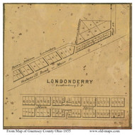 Londonderry Village - Londonderry, Ohio 1855 Old Town Map Custom Print - Guernsey Co.