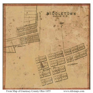 Middletown - Oxford, Ohio 1855 Old Town Map Custom Print - Guernsey Co.