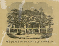 Residence of J.W. Canfield - Canfield, Ohio 1860 Old Town Map Custom Print - Mahoning Co.