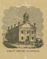 Court House - Canfield, Ohio 1860 Old Town Map Custom Print - Mahoning Co.