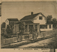 J.A. Rettig's Residence - Medina , Ohio 1857 Old Town Map Custom Print - Medina Co.