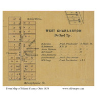 West Charleston, Ohio 1858 Old Town Map Custom Print - Miami Co.