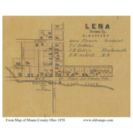 Lena, Ohio 1858 Old Town Map Custom Print - Miami Co.