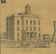 Piqua Union School - Piqua, Ohio 1858 Old Town Map Custom Print - Miami Co.