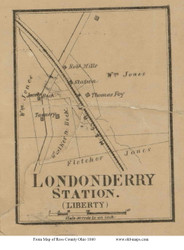 Londonderry Station - Liberty, Ohio 1860 Old Town Map Custom Print - Ross Co.