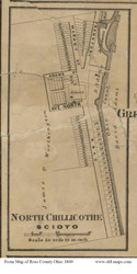 North Chillicothe  - Scioto, Ohio 1860 Old Town Map Custom Print - Ross Co.