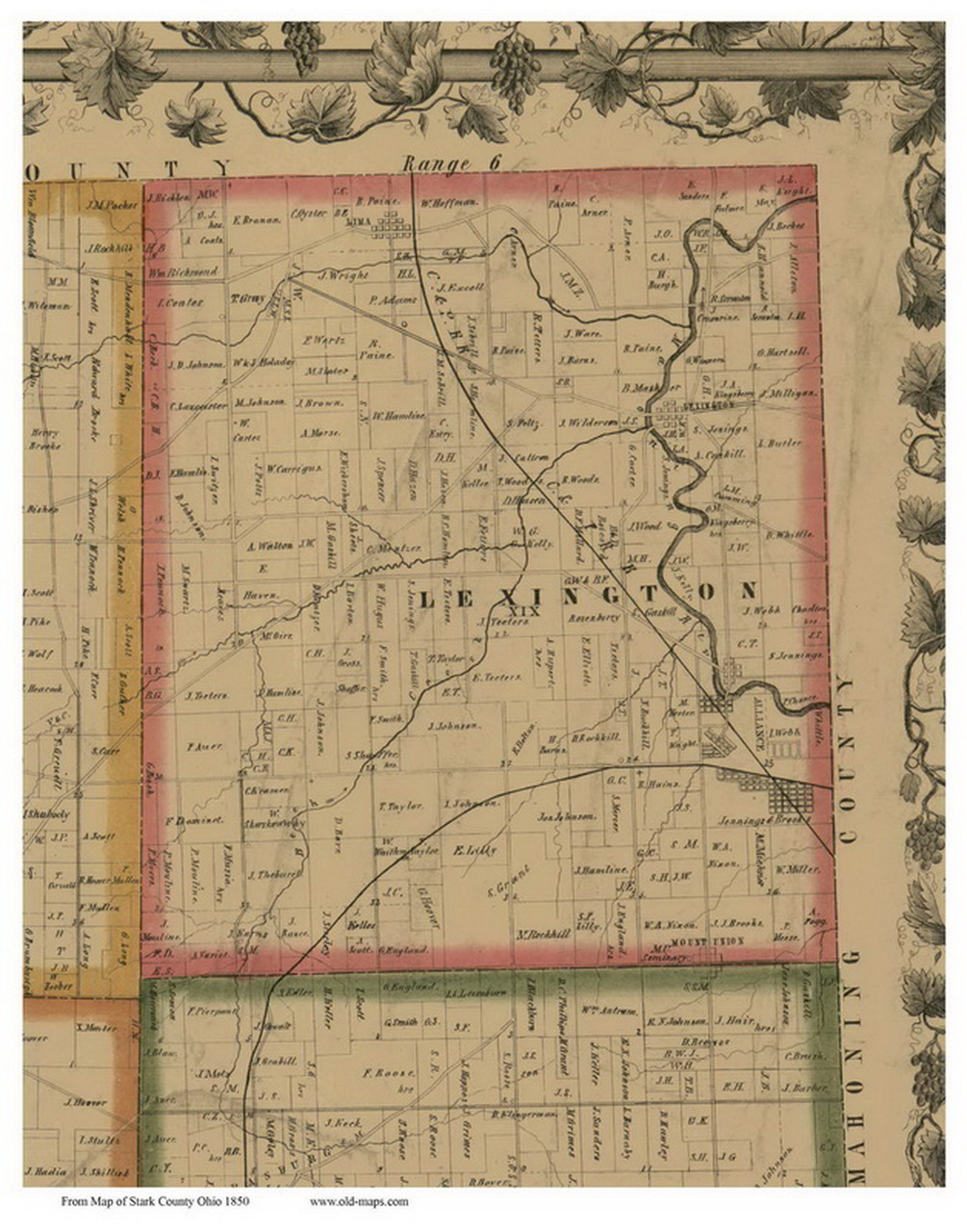 Lexington, Ohio 1850 Old Town Map Custom Print - Stark Co. - OLD MAPS