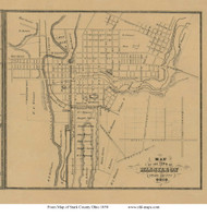 Massillon - Perry, Ohio 1850 Old Town Map Custom Print - Stark Co.