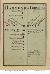 Hammonds Corners PO - Bath, Ohio 1856 Old Town Map Custom Print - Summit Co.